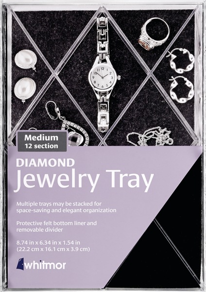 Whitmor Diamond Jewelry Tray, 12 Sections