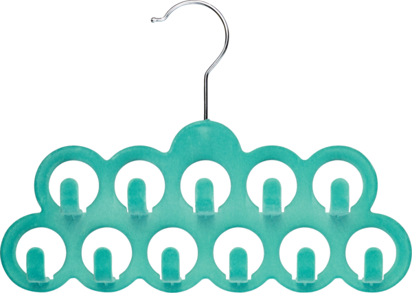 Whitmor Flocked Scarf Hanger With Hooks, Turquoise