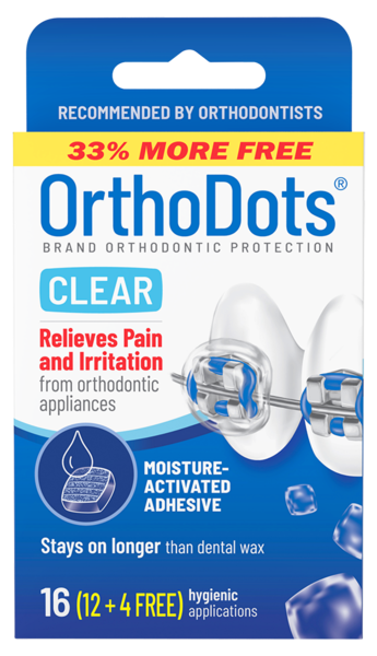 OrthoDots CLEAR, Pain and Irritation Relief from Orthodontic Appliances, 16 CT