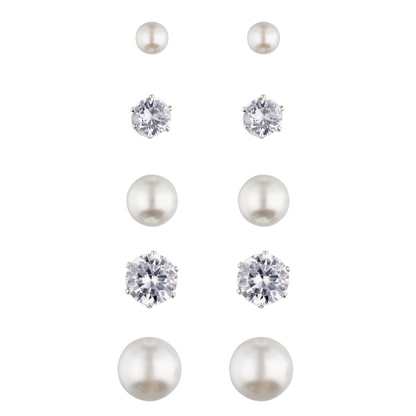 I AM Jewelry Pearl Silver Earring Set, 10CT