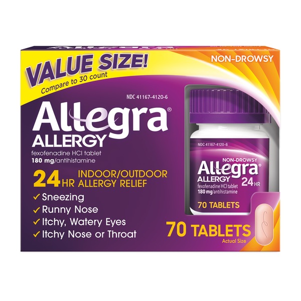 Allegra Adult Non-Drowsy Antihistamine Tablets for 24-Hour Allergy Relief, 180 mg