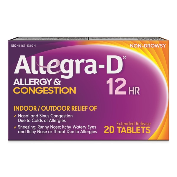 Allegra-D 12HR Allergy Relief & Decongestant Extended Release Tablets, Non-Drowsy