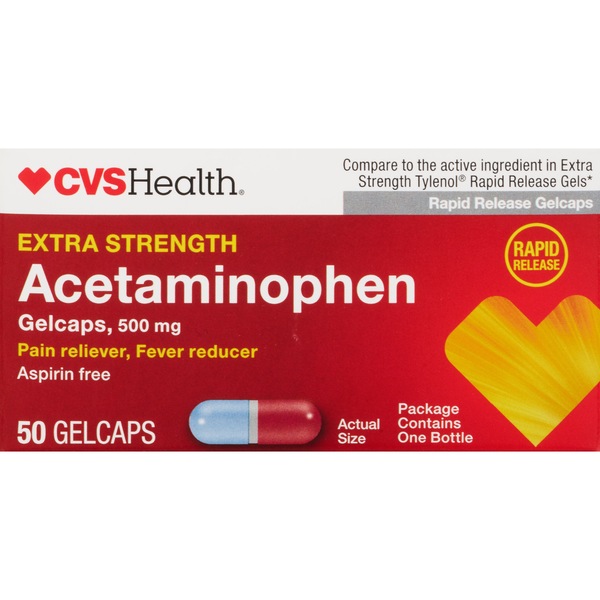 CVS Health Extra Strength Acetaminophen Pain Reliever & Fever Reducer 500 MG Gelcaps