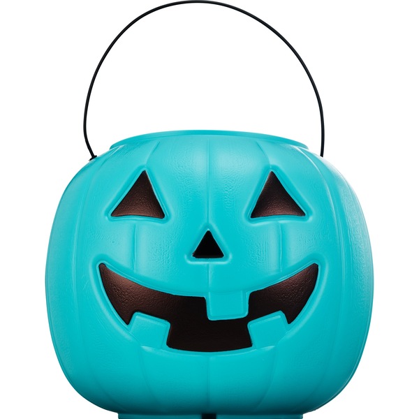 Spooky Village Teal Halloween Bucket, 8 in