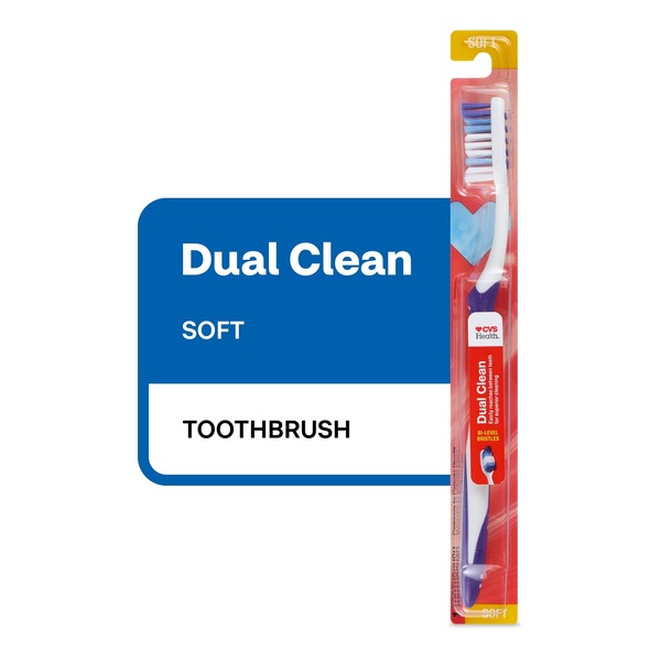 CVS Health Dual Clean Toothbrush, Soft Bristle