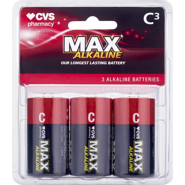 CVS Max Alkaline Battery C, 3CT