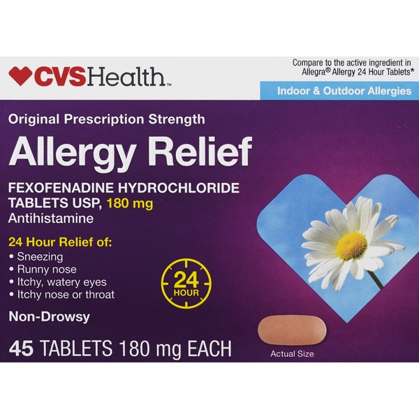 CVS Health 24HR Non Drowsy Allergy Relief Fexofenadine HCl Tablets