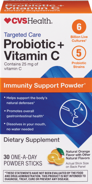 CVS Health Targeted Care Probiotic + Vitamin C Dietary Supplement, 30CT