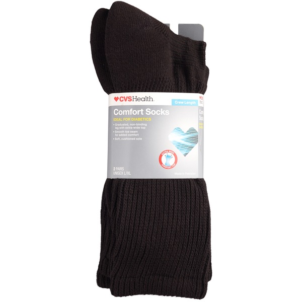 CVS Health Crew Comfort Socks for Diabetics, 2 Pairs