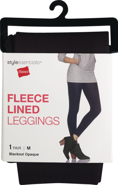 Style Essentials by Hanes Fleece Lined Leggings, Blackout Opaque