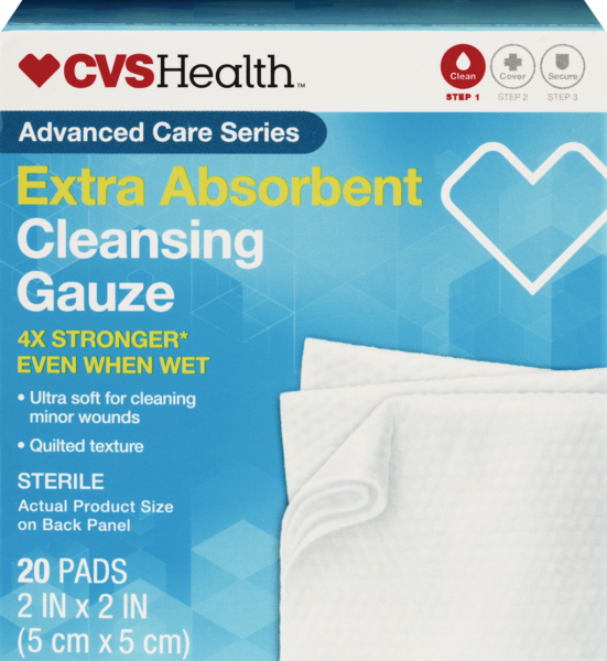 CVS Health Cleaning Gauze Pads, 2 IN x 2 IN, 20 CT