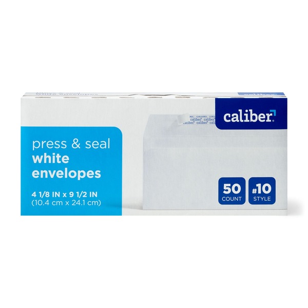 Cailber Press & Seal White Envelops, 50 ct