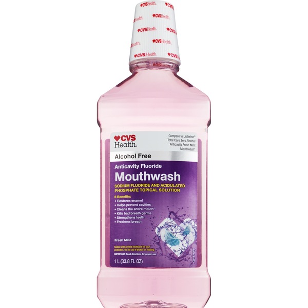 CVS Health Anticavity Fluoride Alcohol Free Mouthwash, Fresh Mint