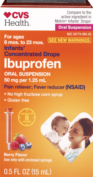 CVS Health Infants' 8HR Concentrated Ibuprofen Oral Pain Relief Drops, Berry, 0.5 OZ