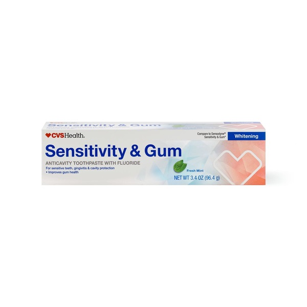 CVS Health Sensitivity and Gum Anticavity Whitening Fluoride Toothpaste, Fresh Mint