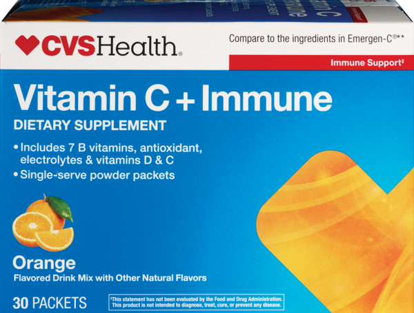 CVS Health Vitamin C + Immune Dietary Supplement, Orange, 30 CT