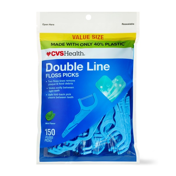 CVS Health Double Line Floss Picks, Mint