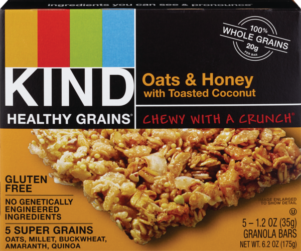 KIND Snacks Granola Bars, Oats & Honey with Toasted Coconut, 5ct