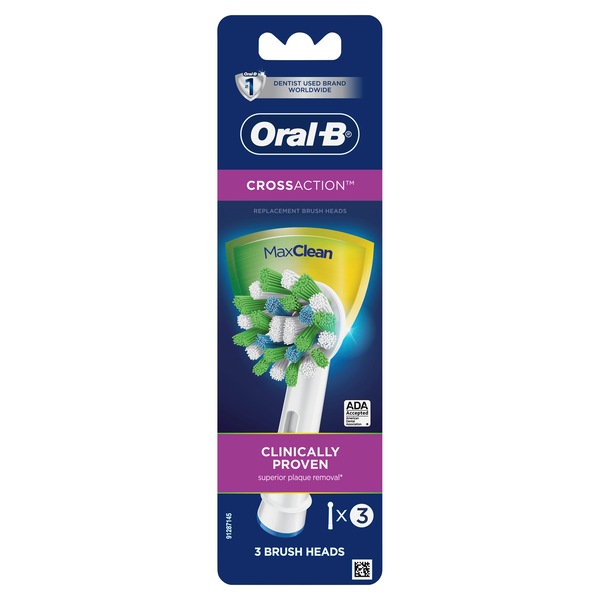 Oral-B CrossAction Electric Toothbrush Replacement Brush Heads, 3/Pack