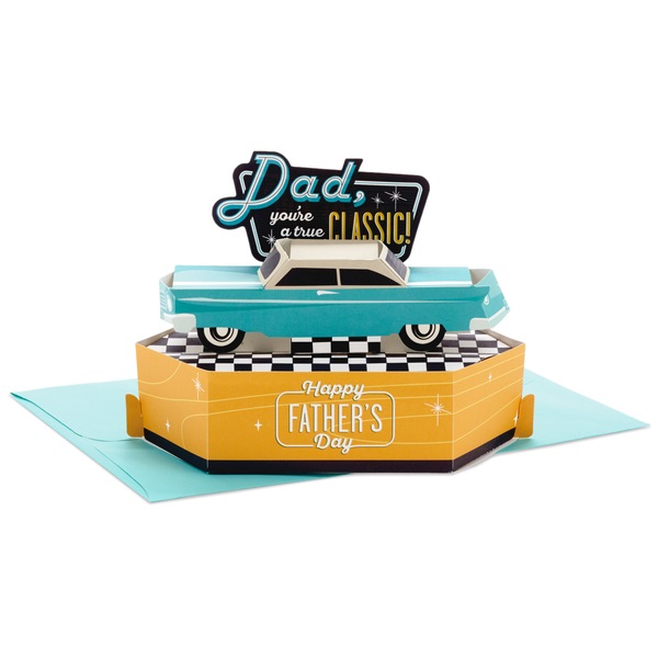 Hallmark Paper Wonder Displayable Pop Up Fathers Day Card for Dad (Classic Car)