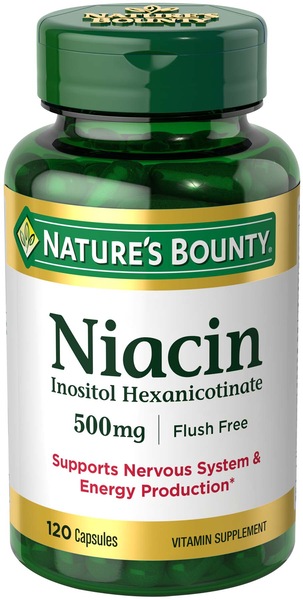 Nature's Bounty Flush Free Niacin Capsules 500mg, 120CT