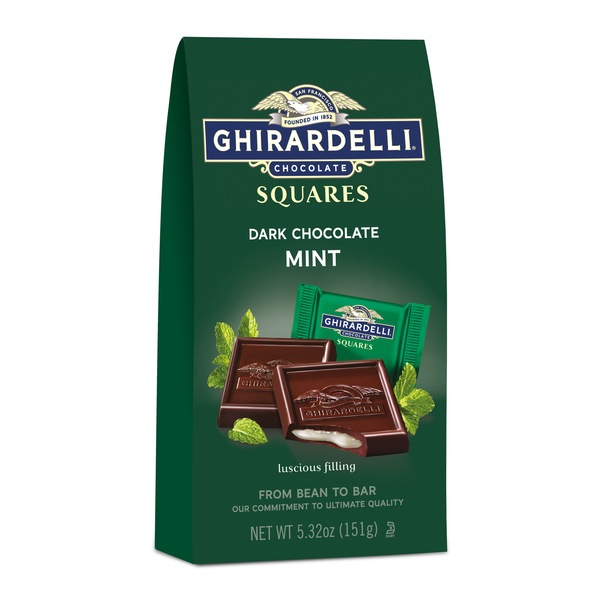 Ghirardelli, Dark Chocolate Mint Squares, 5.32 oz Bag