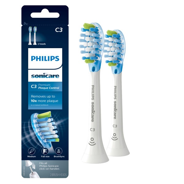 Philips Sonicare Premium Plaque Control Replacement Brush Heads, White, 2CT