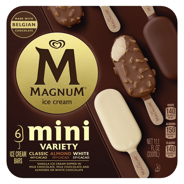 Magnum Mini Classic Almond White Ice Cream Bars, 6 ct
