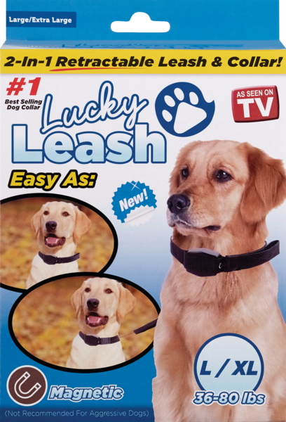 Lucky Leash 2-in-1 Retractable Leash & Collar, L/XL