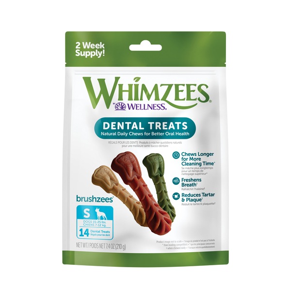 WHIMZEES by Wellness Natural Grain Free Long Lasting Dental Dog Treats, Daily Use Packs, Small Brushzees, 14ct