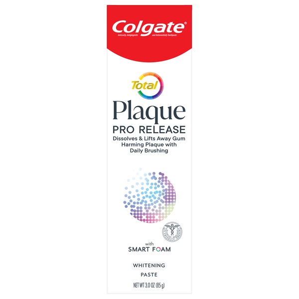 Colgate Total Plaque Pro Release Whitening Toothpaste, 3oz , 1PK Tube