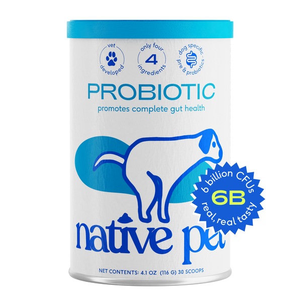 Native Pet Vet-Formulated Probiotic & Prebiotic Digestive Aid Powder Supplement for Dogs, 4.1 oz