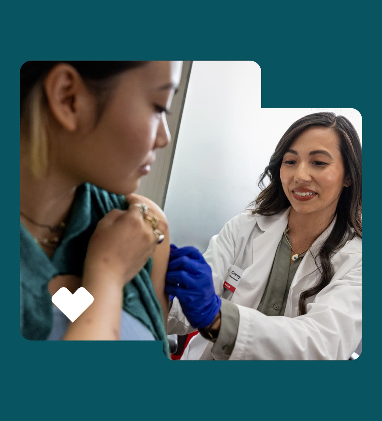 A patient gets vaccinated at her local CVS Pharmacy location.